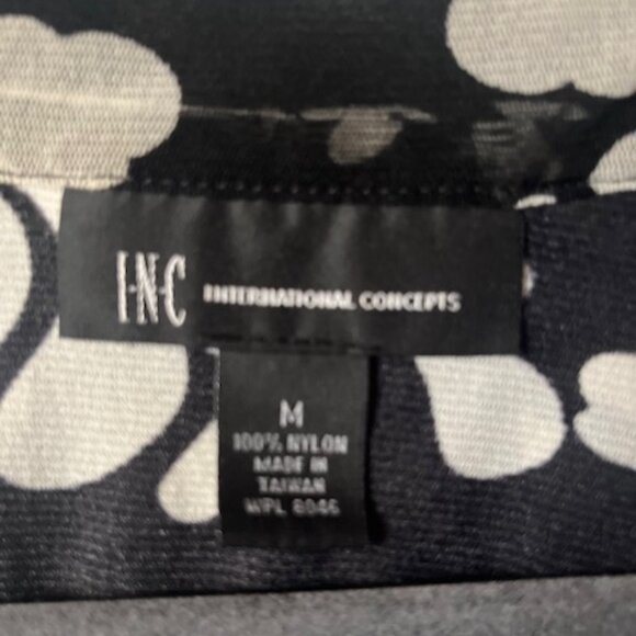 INC International Concepts Halter Top Black White floral pink trim mesh Medium M - Picture 3 of 7